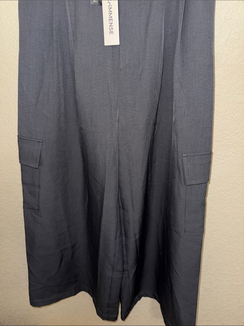 C•MENSE Charcoal Gray Wide Leg Cargo Pants XS NWT High Rise Pleated - Picture 4 of 12